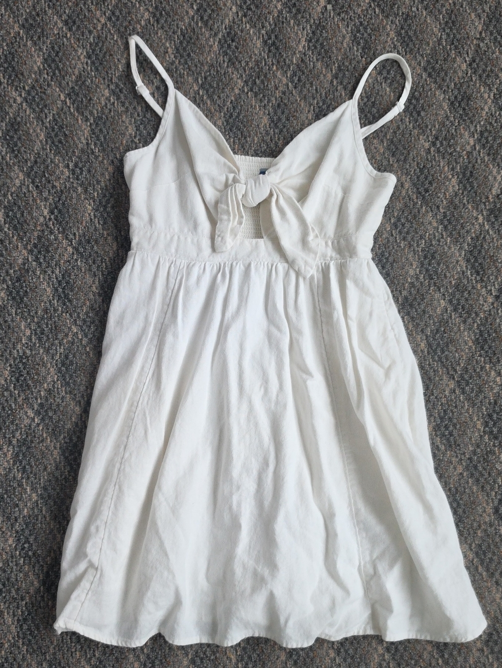 Old Navy White Tie-Front Lined Dress
